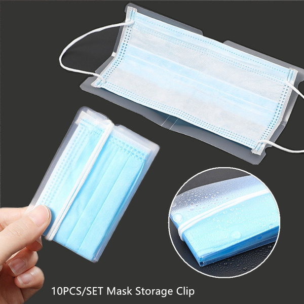 LH 10PCS/SET Foldable Portable Plastic Mask Holder Container Outdoor ...