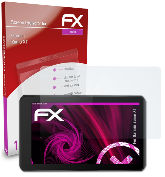 atFoliX Screen Protector compatible with Garmin Zumo XT 9H HybridGlass