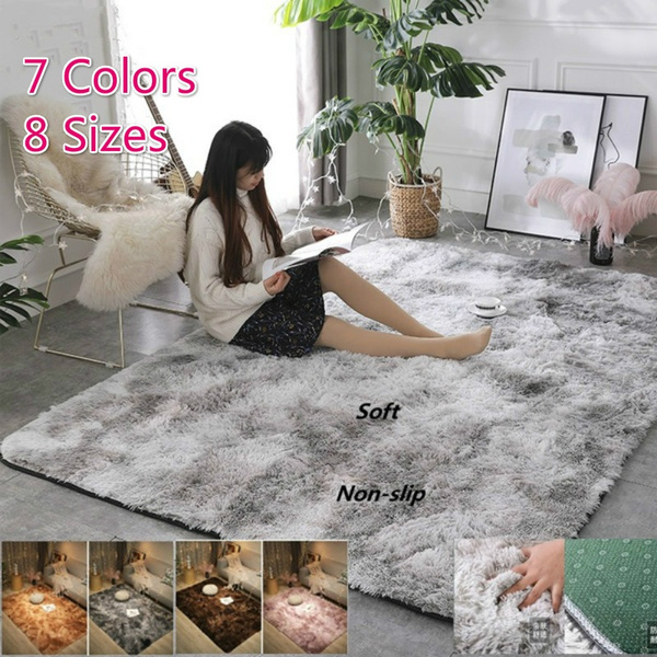 Fluffy Floor Mat Fluffy Faux Fur Area Rug Decorative Gradient