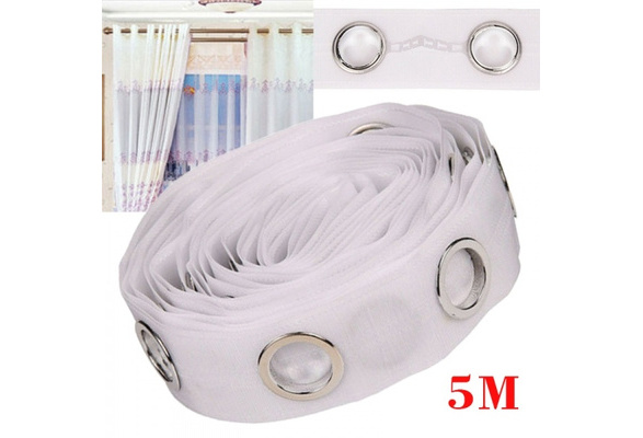 20m Curtain Heading Tape with 160Pc Round Eyelet Rings for Curtain Blinds  Decor