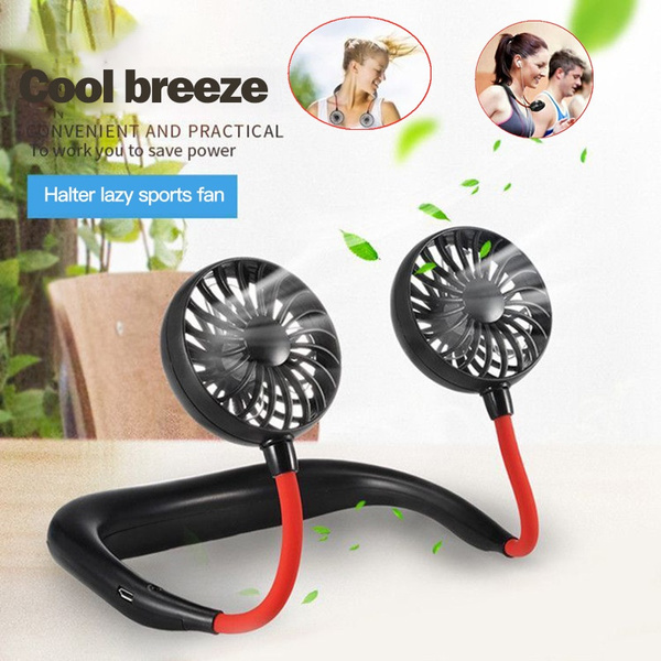 Portable USB Rechargeable Lazy Fan Hanging Neck Mini Cooling Sports Rest Fan