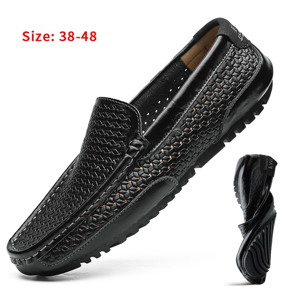 New Men's Genuine Leather Driving Hollow Out Boat Shoes Moccasin Breathable Shoe 