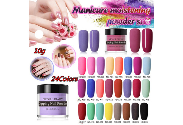 Dip Powder Nails Glitter 24 Colour Without Lamp Cure Natural Wish