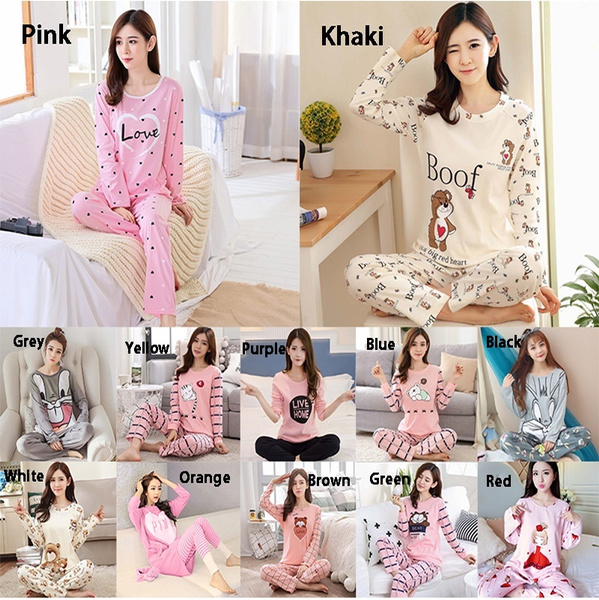 NANJUN Women's Cute Cartoon Print Pajama Set - Short Sleeve Top & Shorts Sleepwear