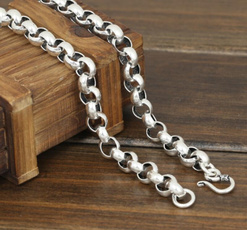 Sterling, retrosimplesilverjewelry, roundchainnecklace, Chain