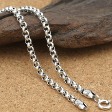 Sterling, retrosimplesilverjewelry, Fashion, roundchainnecklace