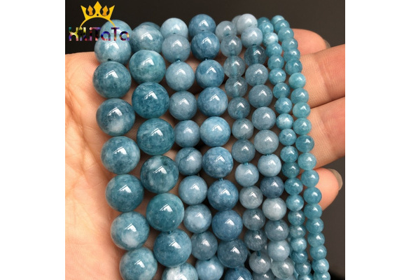 Las Joyas De Cuentas Sueltas Redondas De Calcedonia Azul Un 