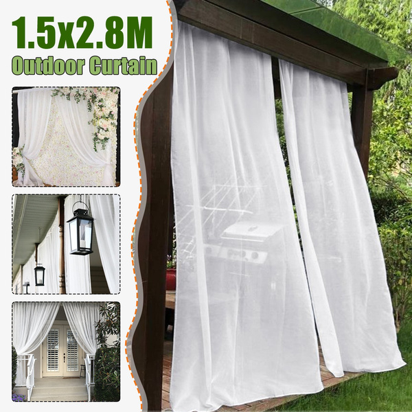 1pc White Outdoor Sheer Curtain Panels, White Outdoor Curtains