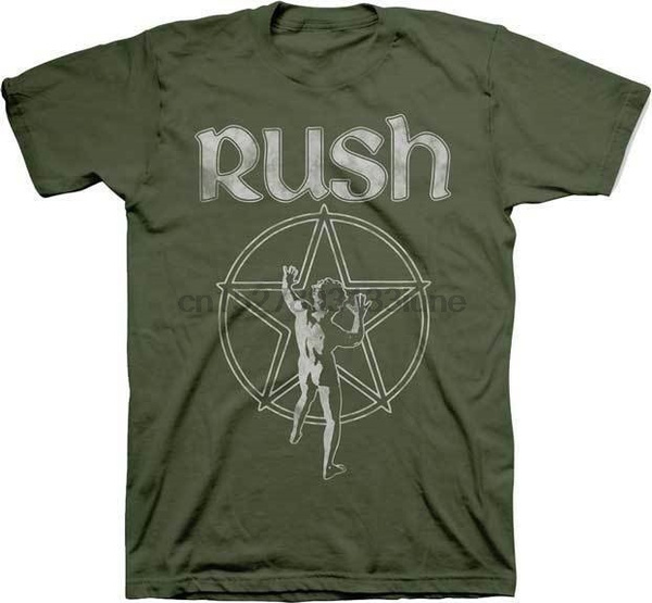 Wish New \'N Starman badhabitmerch|T-Shirts Band Rush | 2XL) Shirt Rock Dark Green Roll Logo (SML