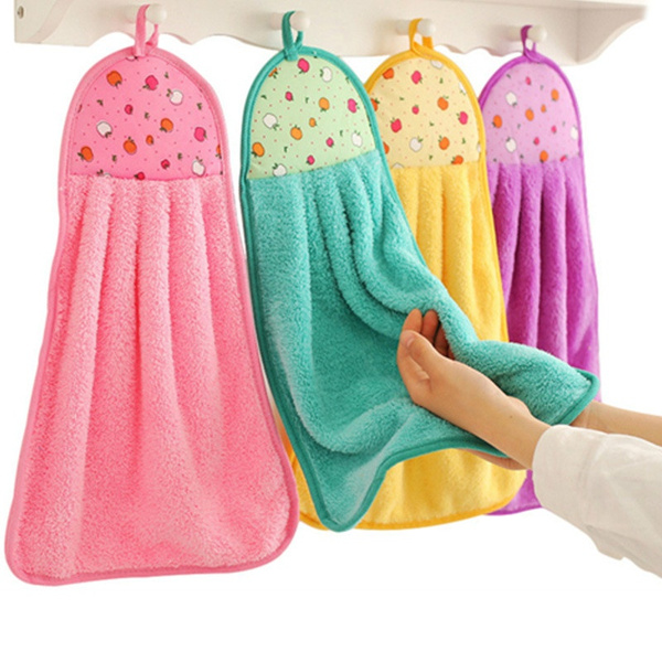 1pcs Velvet Hanging Hand Towels Bathroom Accessories Household