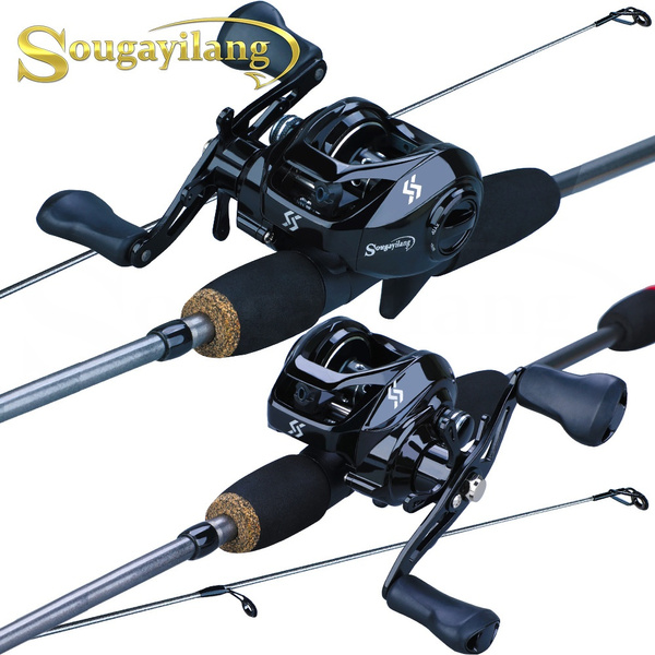 SOUGAYILANG Freshwater Saltwater Travel Fishing Rod Reel Combos 5 Sections  Casting Fishing Rod with12+1BB Baitcasting Reel