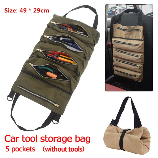 Canvas Tool Roll Pouch Wider Grid Higher for Ratchet Spanner Display & Storage 
