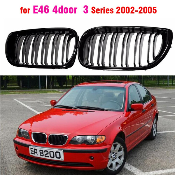 Front Center Matte black Wide Kidney Hood Grille Grill For BMW E46 Saloon 4  Doors 3 Series 2002 2003 2004 2005 320i 325Xi 330Xi
