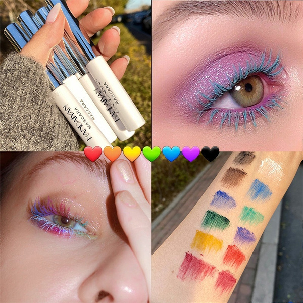 Stunning Colored 4d Mascara Waterproof Eyelash Glitter Cosplay Long lasting Curling Lengthening Makeup Blue Green Red Black White Color Mascara 5ml