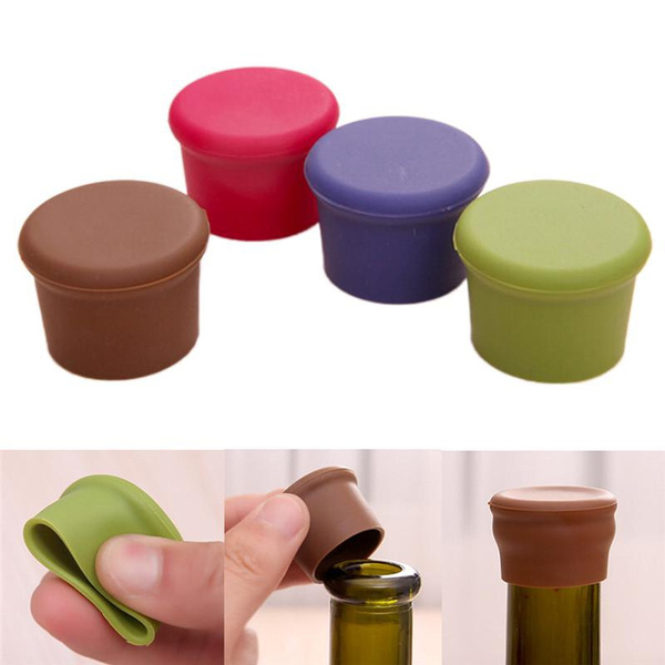 5pcs Reusable Silicone Wine Bottle Sealer Cap Beer Cover for Kitchen Tools 