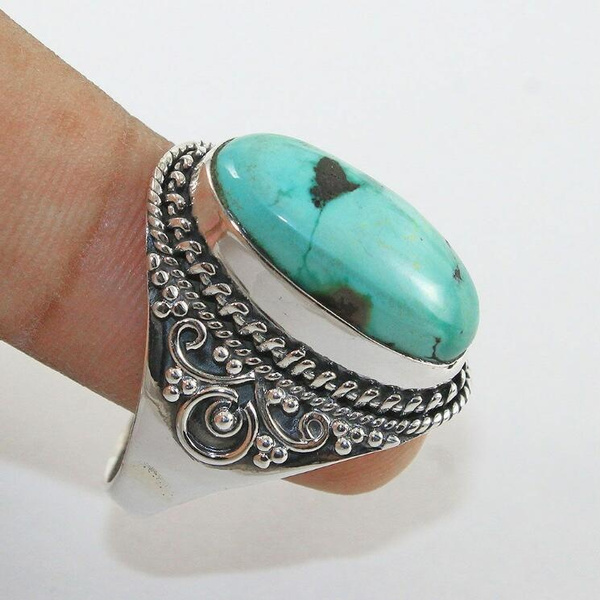 Buy Natural Tibetan Turquoise Ring, Solid 925 Sterling Silver, Statement  Ring, December Birthstone, Unisex Turquoise Ring, Turquoise Jewelry Online  in India - Etsy
