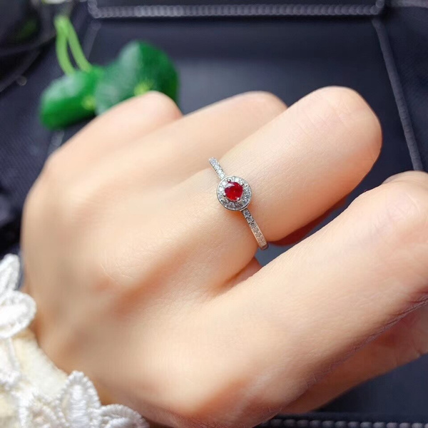 Ruby and silver on sale ring