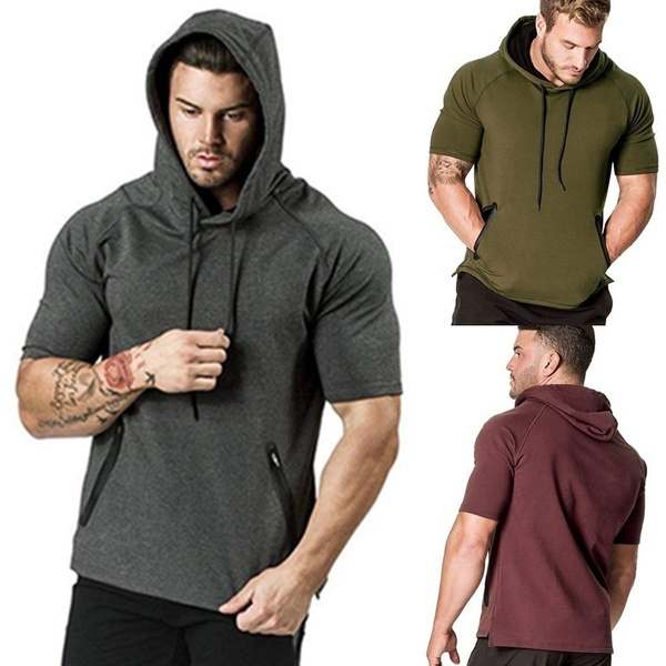 gym short sleeve hoodie