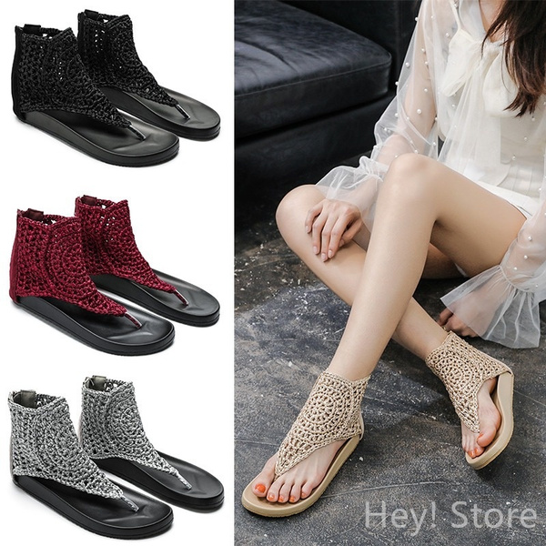 Sandalias Vintage De Cuero Auténtico Para Mujer, Chanclas De Verano,  Zapatos Informales De Talla Grande 35-42, Zapatos Planos Para Mujer,  Sandalias Retro Para Playa | Wish