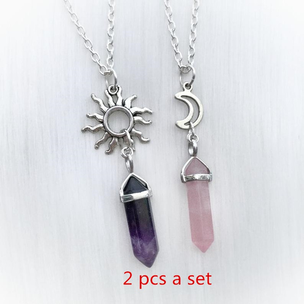 BFF Necklaces for 2 Moon and Sun 925 Sterling Silver Sister Friendship  Necklace with Crystals Best Friend Necklace Sun Moon Jewellery for Girls  Pack of 2 – BigaMart
