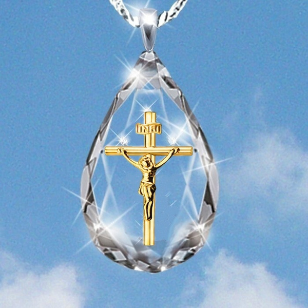 Diamond jesus sales cross necklace