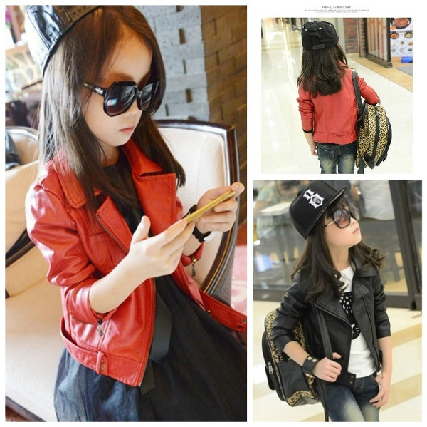 Leather jacket kids clearance girls