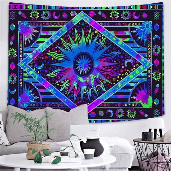 Trippy Wall Hanging Mandala Tapestry Celestial Sun Background cloth Indian Boho 
