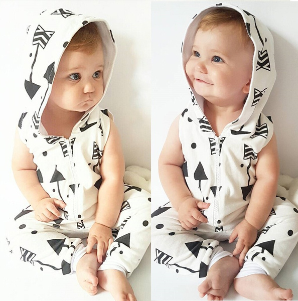 Newborn Infant Baby Boys Girls Hooded Romper Bodysuit Jumpsuit Outfits Clothes 
