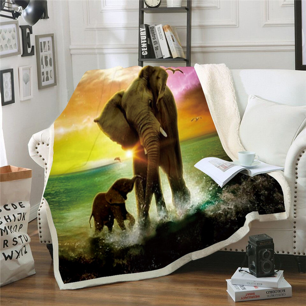 Elephant print throw blanket new arrivals