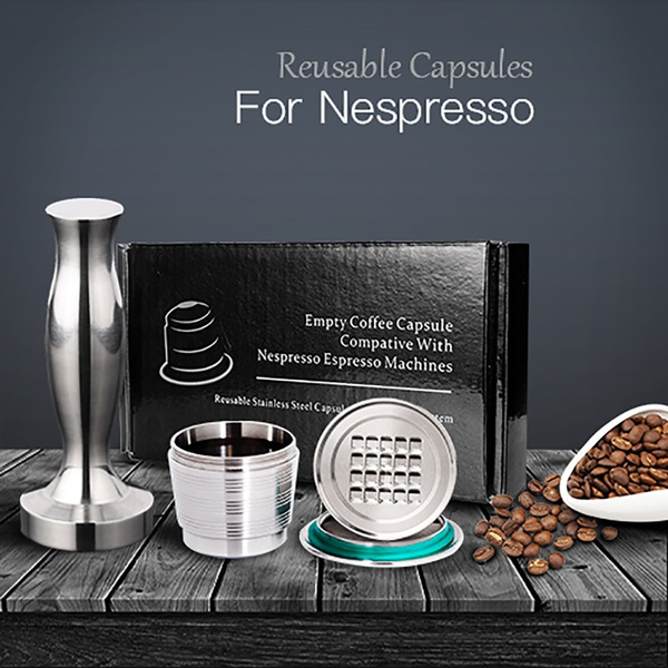 Nespresso Stainless Steel Refillable Coffee Capsule Coffee Tamper Reusable  Coffee Pod Coffee Capsule Set Coffee Ware Gift Cafe Kitchen Supplies