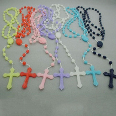 beadnecklace, luminousnecklace, Cross necklace, plasticnecklace