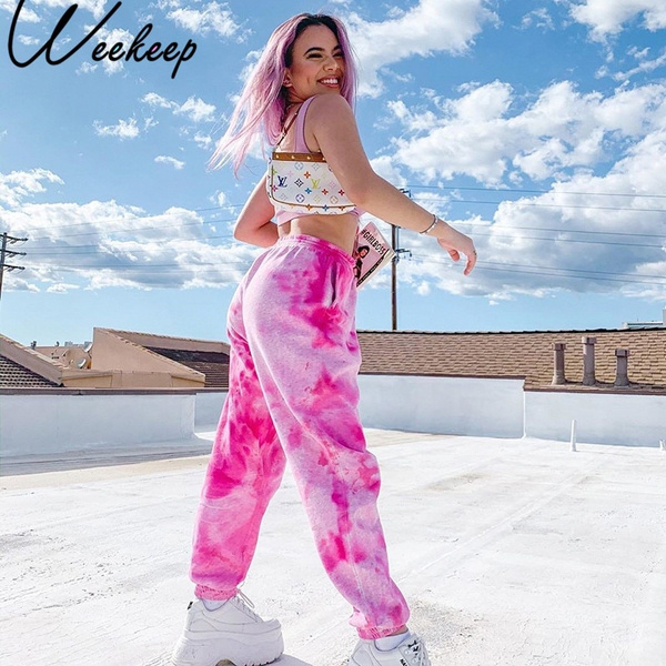 Drawstring waist tie dye sweatpants hot sale