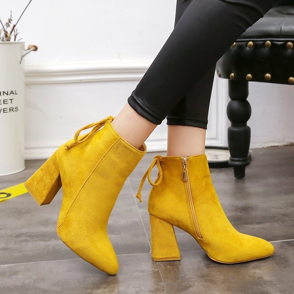 Yellow Platform Ankle Boots | Yellow Platform Boots Women | Yellow Ankle Boots  Shoes - Women's Boots - Aliexpress