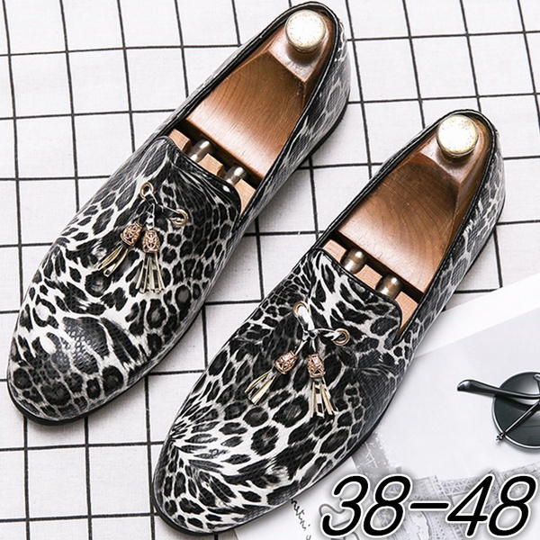 mens leopard print slip on shoes