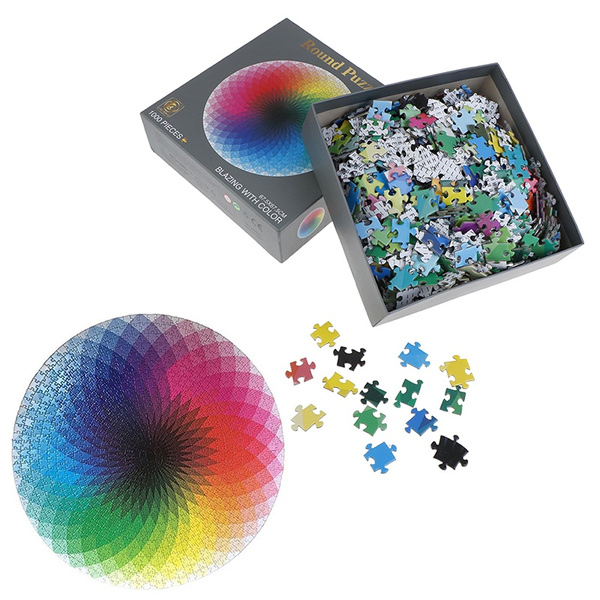 1000 PCS/set Colorful Jigsaw Puzzle Rainbow Round Geometrical Photo Adult Kids# 