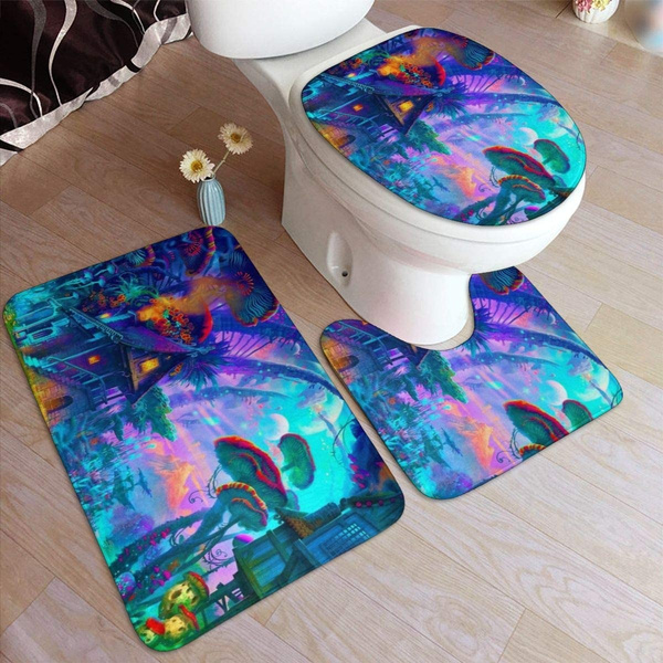 Contour Others Galaxy 3D Printed Bathroom Rug Mats Set 3 Piece Anti-Skid Pads Bath Mat Toilet Lid Cover Bathroom Antiskid Pad