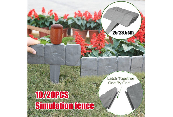 Plastic Cobbled Stone Effect Garden Edging Hammer-In Lawn Edging Plant Border 