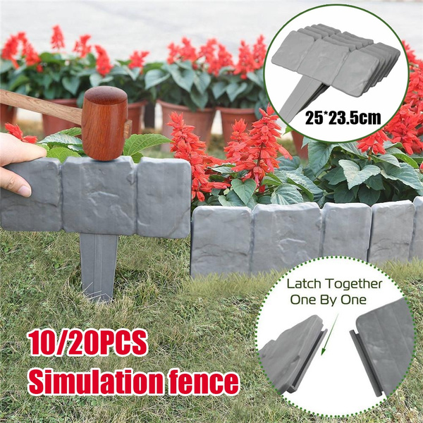 Plastic Cobbled Stone Effect Garden Edging Hammer-In Lawn Edging Plant Border 