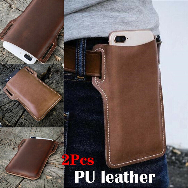 Men Cellphone Loop Holster Case Belt Waist Bag Props Leather Purse