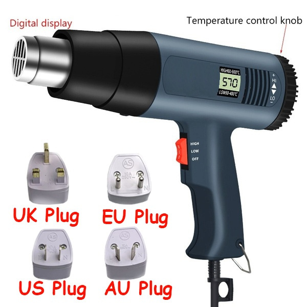 2000W Heat Gun 220V Electric Heating Gun Hot Air Industrial Tool Dual ...