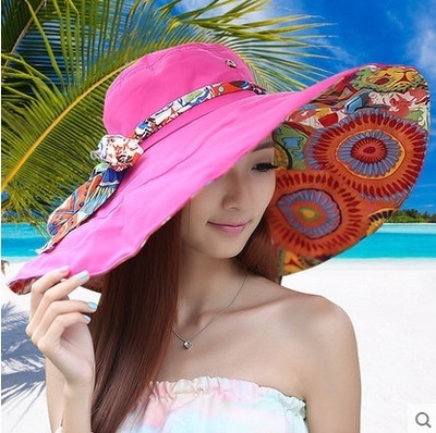 Womens Summer Fashion Protective Floppy Large Brim Visor Sunhat Travel Cap UPF 50+