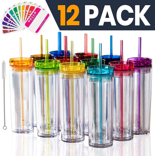 plastic tumblers with lids and straws