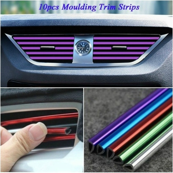 10Pcs Auto Car Accessories Colorful Air Conditioner Air Outlet Decoration Strip