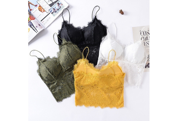 Women's Fashion Floral Lace Spaghetti Straps Bra Patchwork Lingerie Top  Sleeveless Halter Hollow Out, Women Spaghetti, स्पघेटी टॉप - My Online  Collection Store, Bengaluru