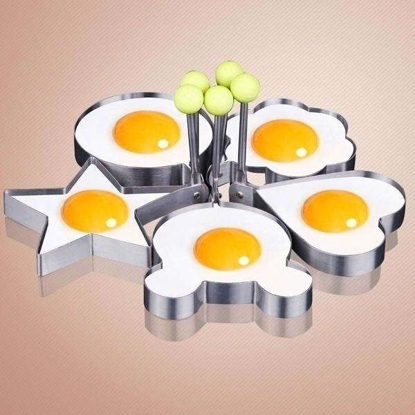Stainless Steel Form for Frying Eggs Tools Breakfast Omelette Mold Device Pancake Ring Egg Shaped Kitchen Tool Heart-Shaped