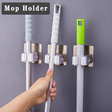 Mop Broom Holder Wall Mounted Mop Holder Household Adhesive Storage Broom Hanger Mop Hook Racks Kitchen Bathroom Organizer