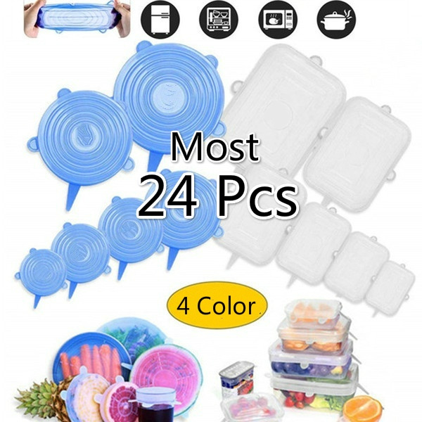 12x Reusable Silicone Stretch Bowl Food Storage Wraps Seal Fresh Lids Cover 12x Reusable Silicone Stretch Bowl Food Storage Wraps Seal Fresh Lids Cover