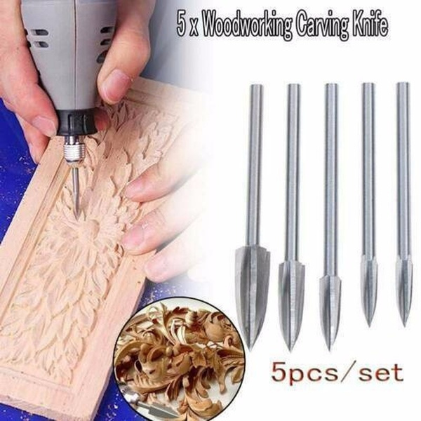 5PCS/Set Wood Carving And Engraving Drill Bit Milling Cutter Carving Root Tools 