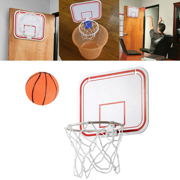 Mini Plastic Basketball Hoop Over Door Wall Mount For Kids Sports With Ball 