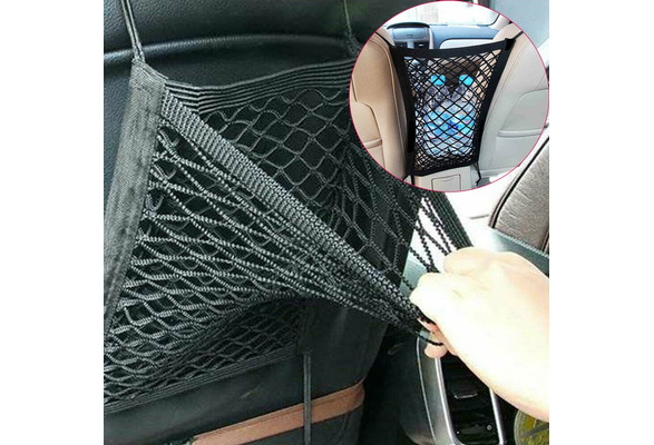 Universal Car Seat Storage Mesh/Organizer Mesh Cargo Net Hook Pouch Holder  for Bag Luggage Pets Children Kids Disturb Stopper
